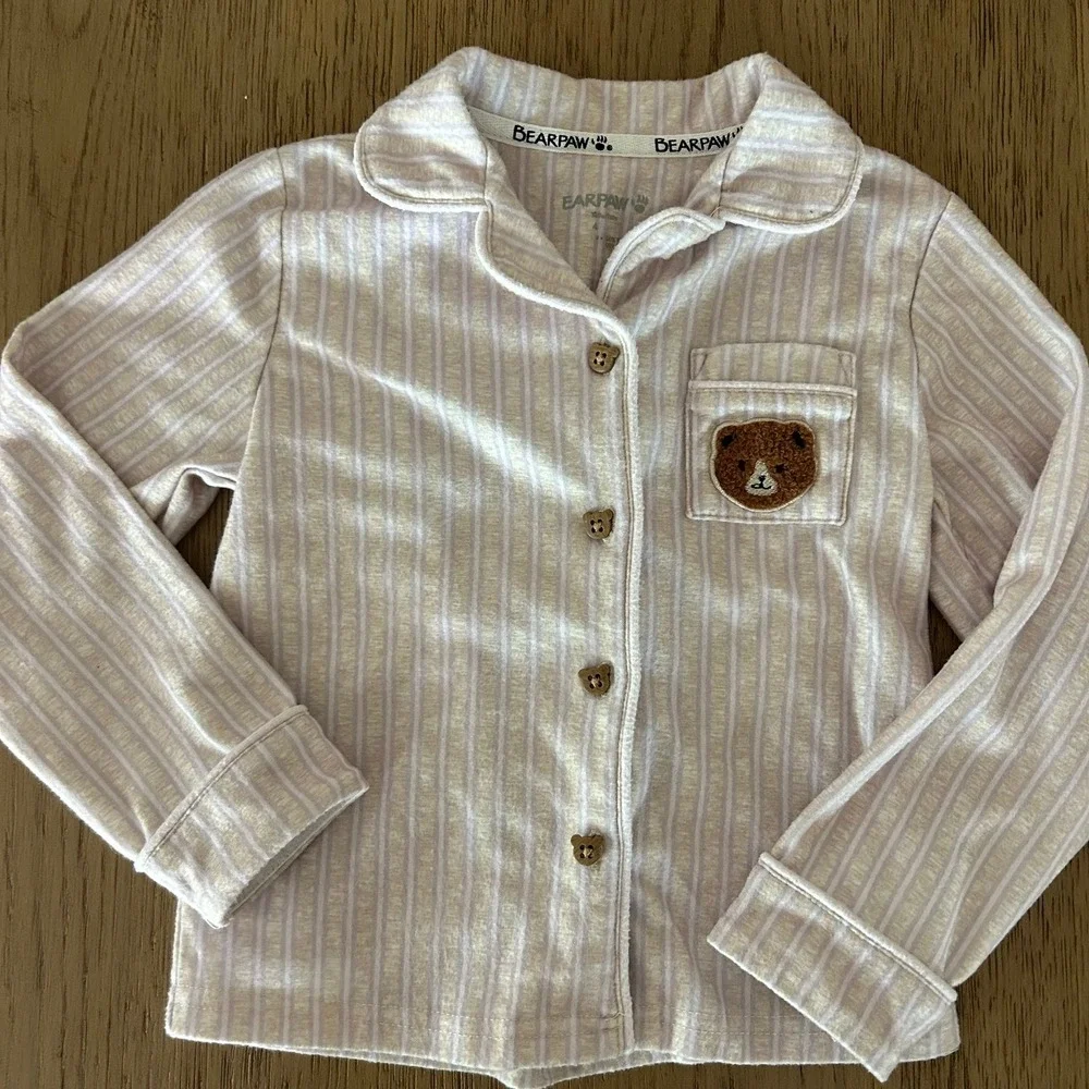 BEARPAW Girls Pajamas Heavyweight Warm Pinstripe 4T